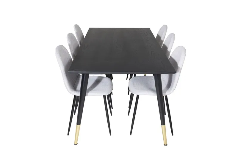 Dipp Matgrupp 180 cm Rektangulär med 6 Polar stolar - Svart/Guld (Art.nr 3058984) — Venture Home