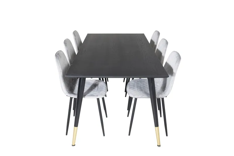 Dipp Matgrupp 180 cm Rektangulär med 6 Polar stolar - Svart/Guld (Art.nr 3059136) — Venture Home