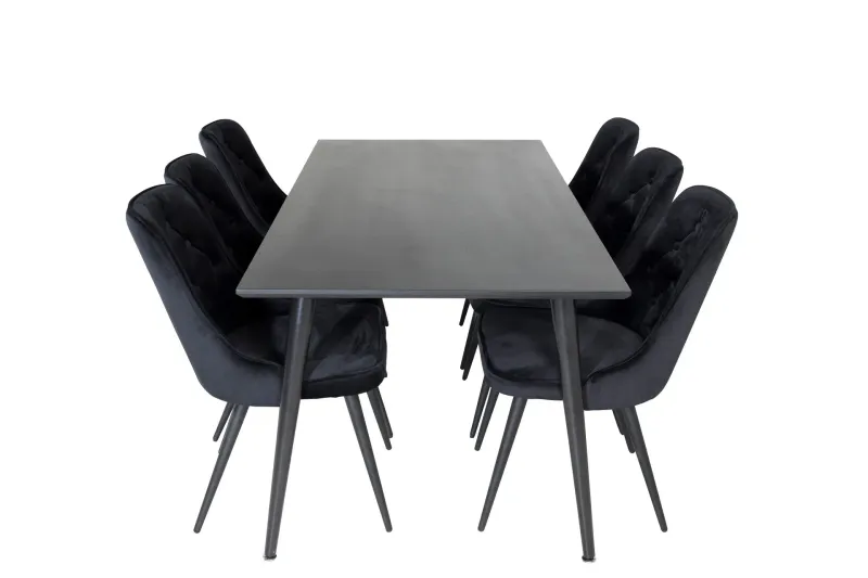 Dipp Matgrupp 180 cm Rektangulär med 6 Velvet Deluxe stolar - Svart (Art.nr 3059007) — Venture Home