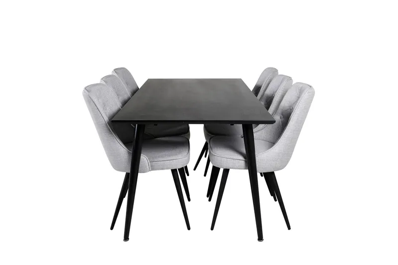 Dipp Matgrupp 180 cm Rektangulär med 6 Velvet Deluxe stolar - Svart (Art.nr 3059076) — Venture Home