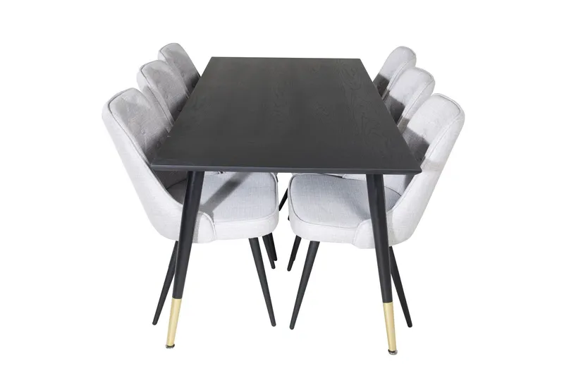 Dipp Matgrupp 180 cm Rektangulär med 6 Velvet Deluxe stolar - Svart/Guld (Art.nr 3058982) — Venture Home
