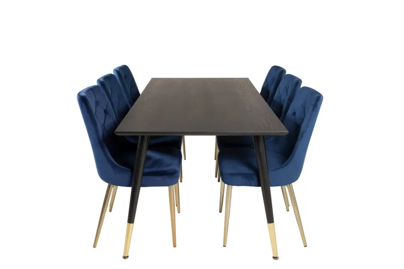 Dipp Matgrupp 180 cm Rektangulär med 6 Velvet Deluxe stolar - Svart (Art.nr 3058770) — Venture Home
