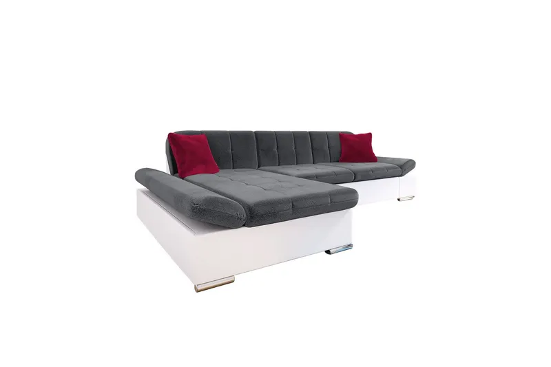 Djerra Soffa med Divan 3-sits - Vit/Mörkgrå/Röd — Vit/Mörkgrå/Röd