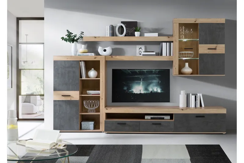 Dolnis Tv-möbelset 41x300 cm - Brun/Grå — Brun/Grå