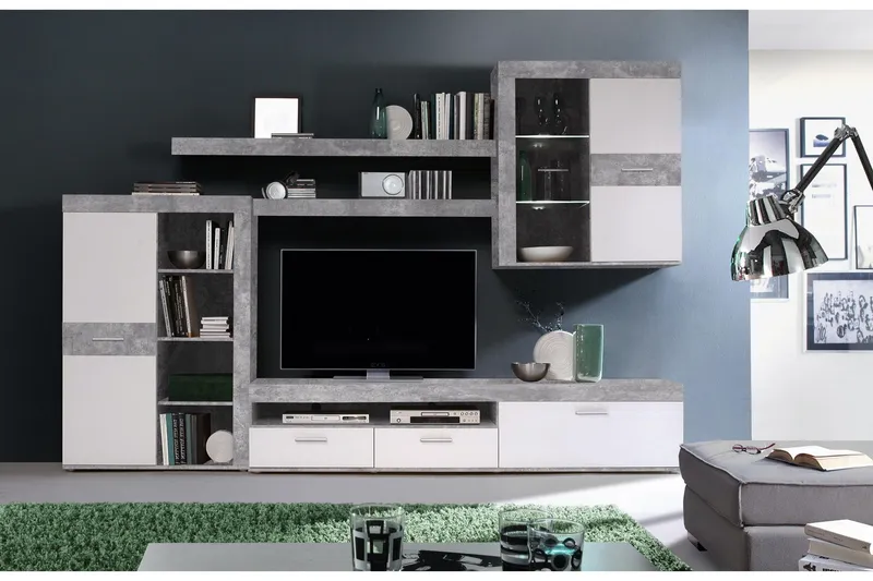 Dolnis Tv-möbelset 41x300 cm - Vit/Grå — Vit/Grå