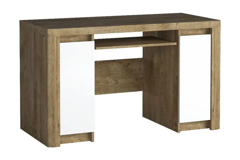 Domardon Skrivbord 130 cm med Förvaring 2 Skåp - Trä/Vit — Trä/Vit