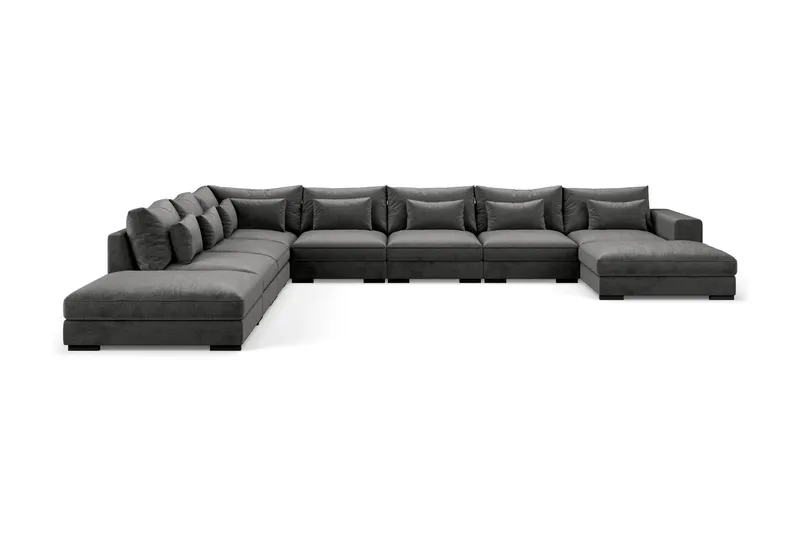 Dubai Stor U-modulsoffa Large med Divan Höger Sammet - Mörkgrå — Scandinavian Choice