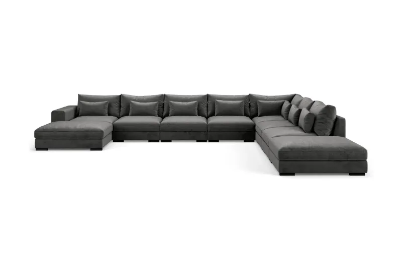 Dubai Stor U-modulsoffa med Divan Vänster Sammet 527 cm - Mörkgrå — Scandinavian Choice