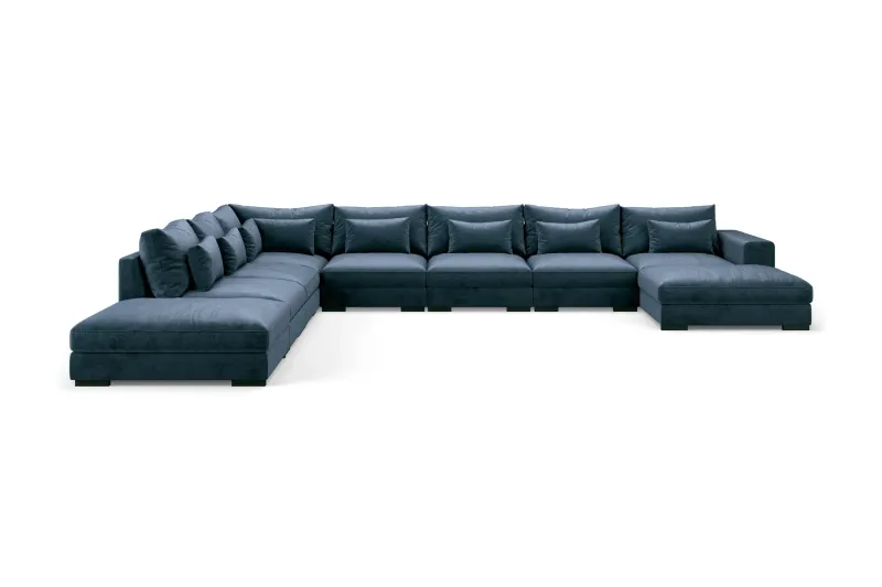 Dubai U-modulsoffa Large med Divan Höger Sammet - Blå — Scandinavian Choice