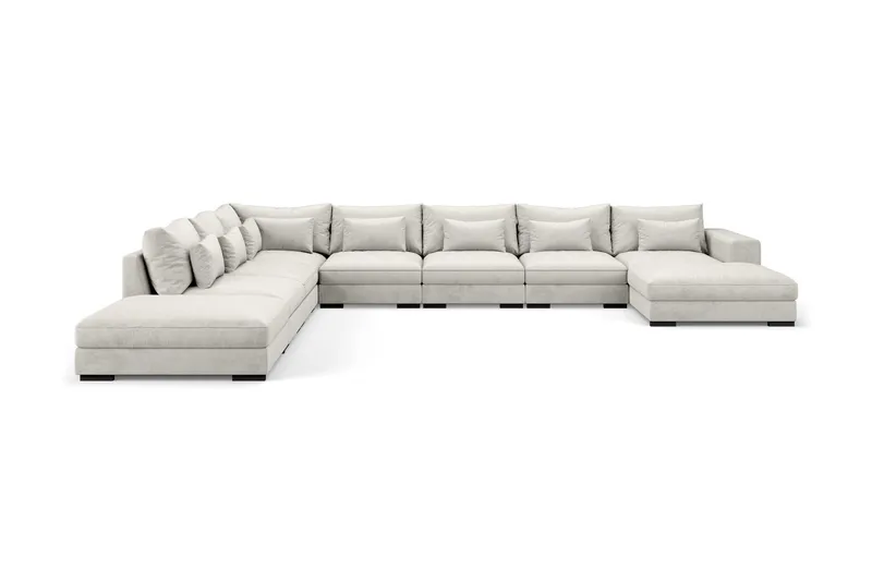 Dubai U-modulsoffa Large med Divan Höger Sammet - Vit — Scandinavian Choice