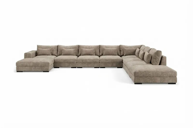 Dubai U-modulsoffa Large med Divan Vänster - Brun — Scandinavian Choice