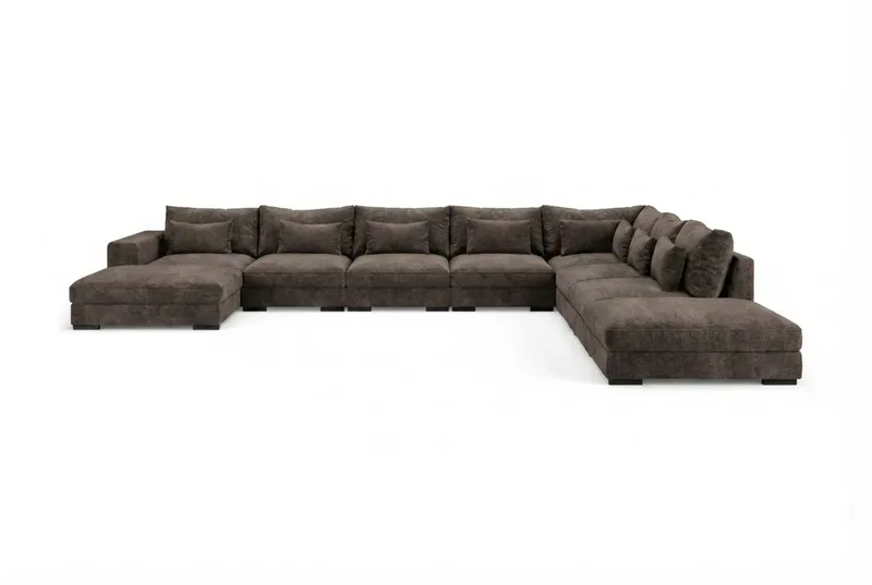 Dubai U-modulsoffa Large med Divan Vänster - Mörkbrun — Scandinavian Choice