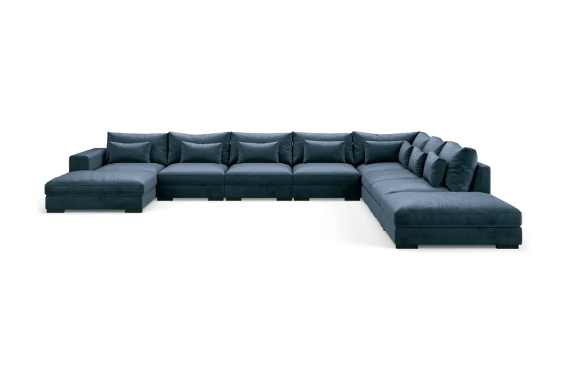Dubai U-modulsoffa Large med Divan Vänster Sammet - Blå — Scandinavian Choice