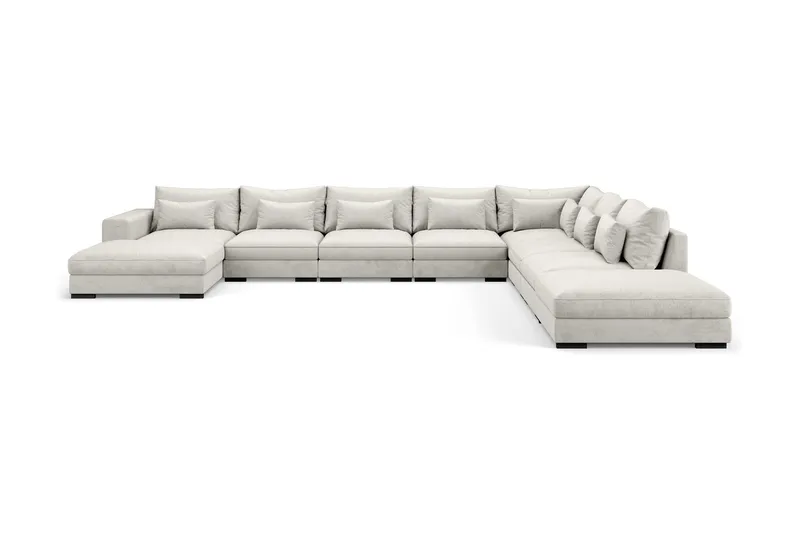Dubai U-modulsoffa Large med Divan Vänster Sammet - Vit — Scandinavian Choice