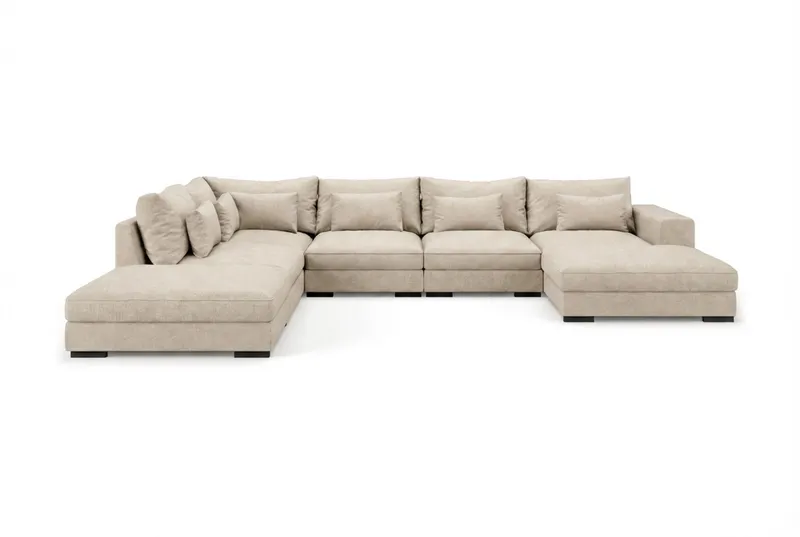 Dubai U-modulsoffa med Divan Höger - Beige — Scandinavian Choice