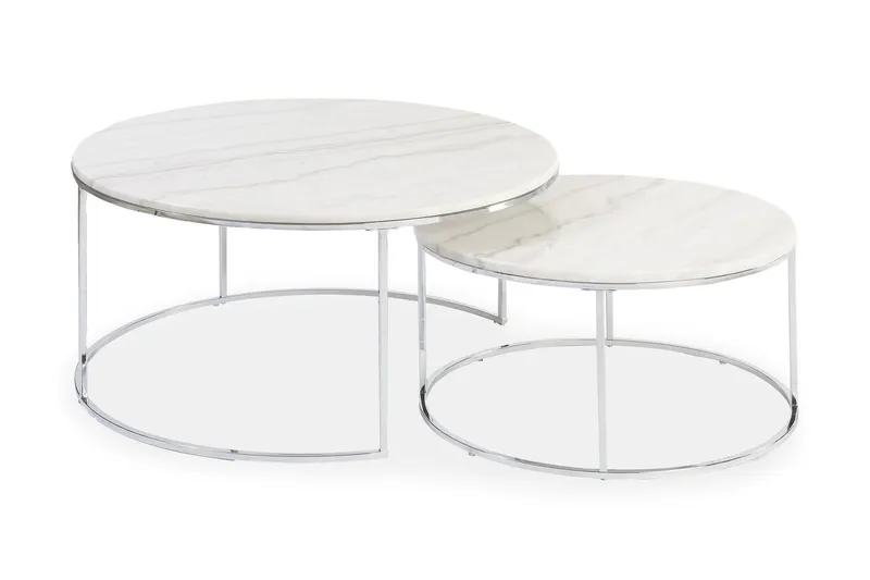 Dubarry Satsbord Runt 60\|80cm - Krom / Ljus Marmor — Stenexpo