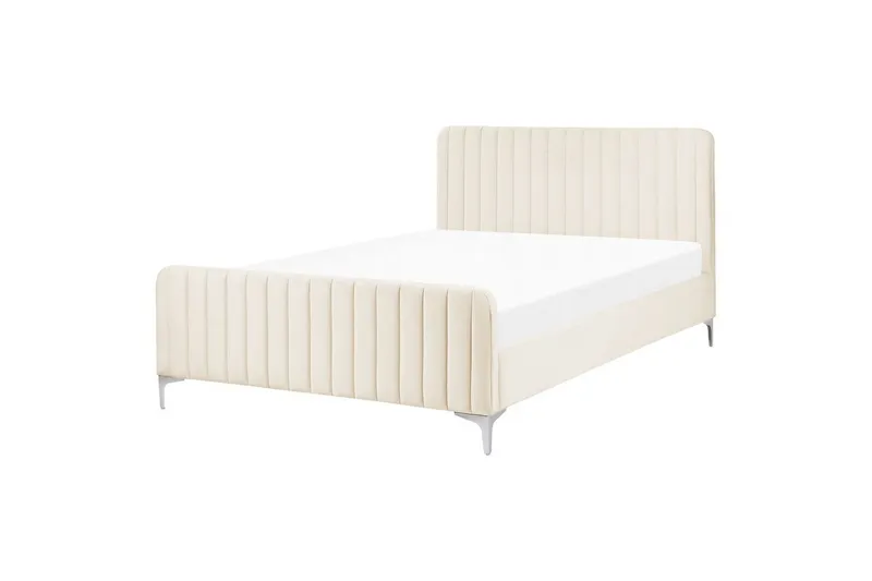 Dubbelsäng Lunan med lamellram Beige-Silver, 140x200 cm - Beige-Silver, 140x200 cm — Beige-Silver, 140x200 cm
