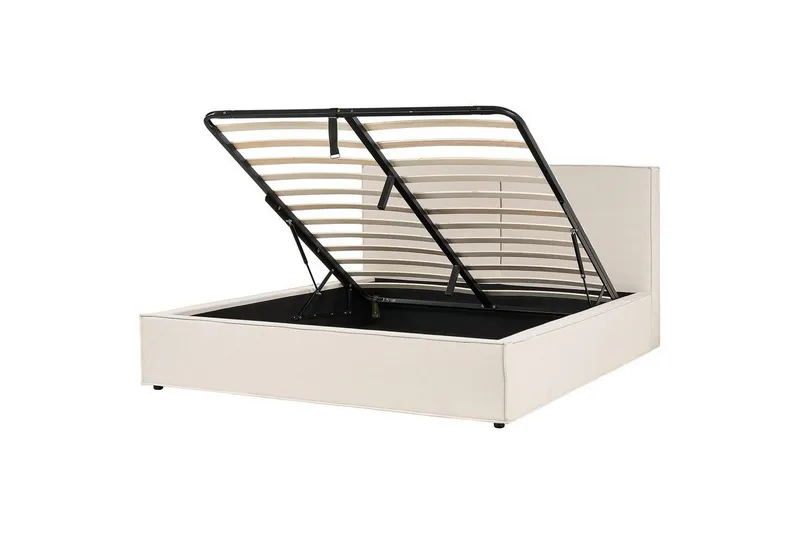 Dubbelsäng Moissac med lamellram Beige-Svart, 180x200 cm - Beige-Svart, 180x200 cm — Beige-Svart, 180x200 cm