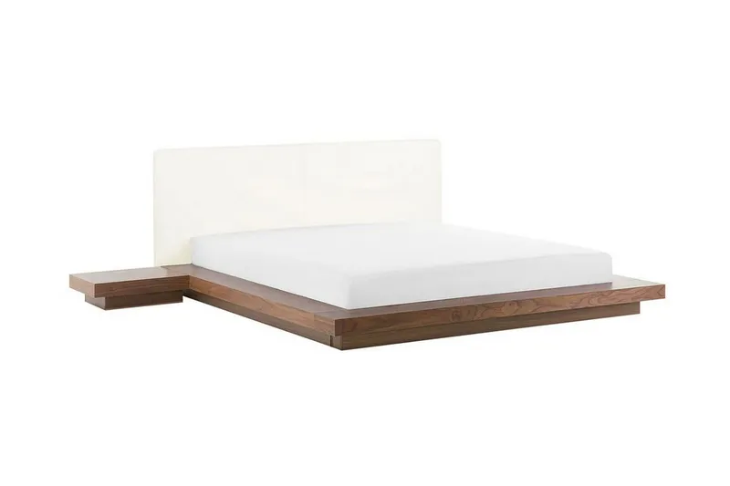 Dubbelsäng Zen 160x200 cm med Sängbord LED-belysning - Brun — Brun