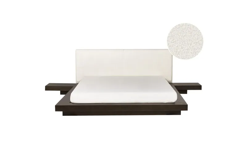 Dubbelsäng Zen med lamellram Mörk Trä-Vit, 160x200 cm - Mörk Trä-Vit, 160x200 cm — Mörk Trä-Vit, 160x200 cm
