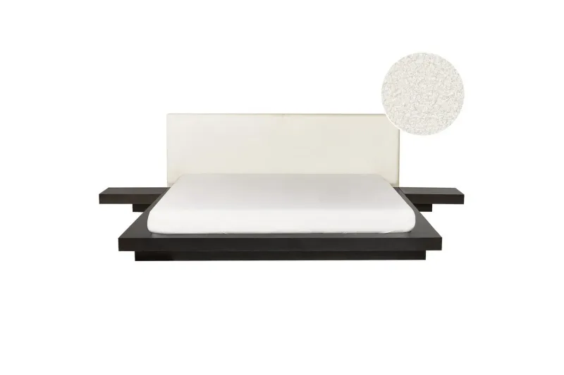 Dubbelsäng Zen med lamellram Mörk Trä-Vit, 180x200 cm - Mörk Trä-Vit, 180x200 cm — Mörk Trä-Vit, 180x200 cm