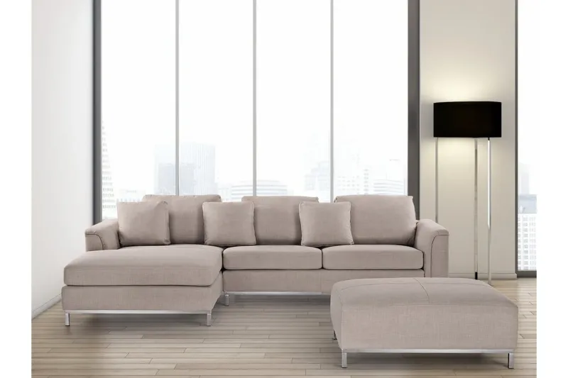 Dugard Hörnsoffa Höger + Fotpall - Beige — Beige