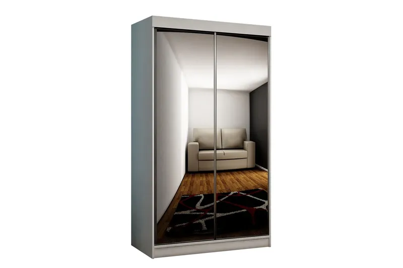 Dunkra Garderob m. Spegel 100x200 cm - Vit (Art.nr 3099836) — Vit