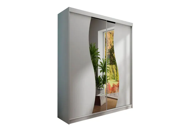Dunkra Garderob m. Spegel 150x200 cm - Vit — Vit