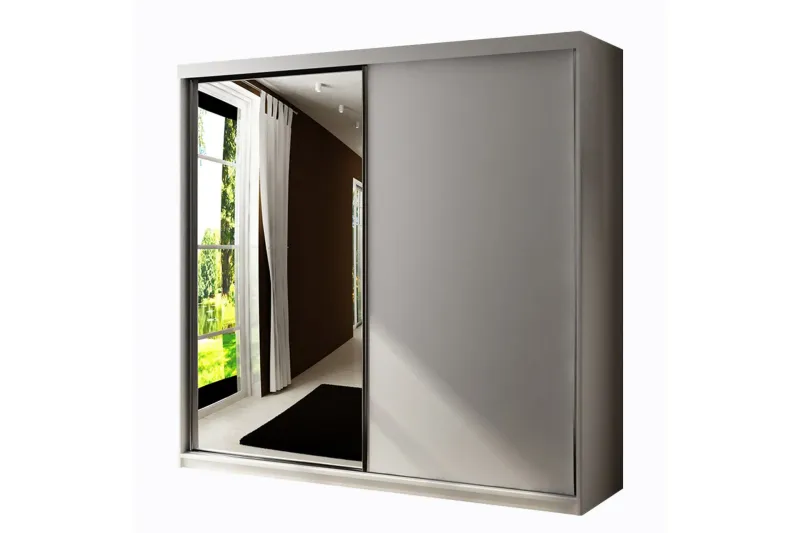 Dunkra Garderob m. Spegel 200x200 cm - Beige — Beige