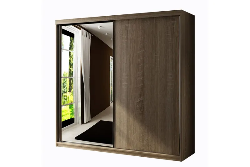 Dunkra Garderob m. Spegel 200x200 cm - Brun/Beige — Brun/Beige
