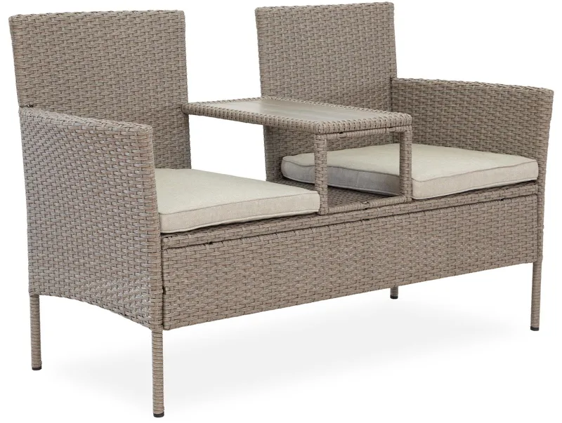 Duosoffa i konstrotting med sidobord \| 139 cm \| 2-sits