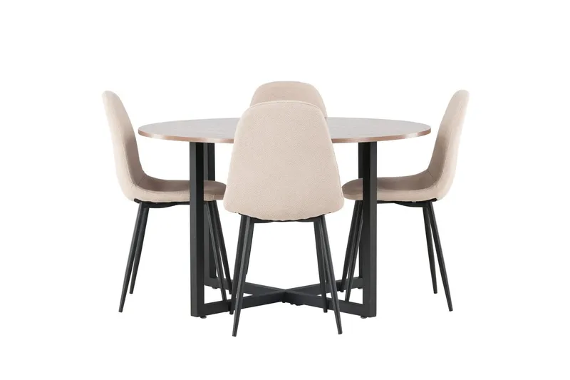Durango Matgrupp 120 cm Rund med 4 Polar Stolar - Valnöt (Art.nr 3061708) — Venture Home
