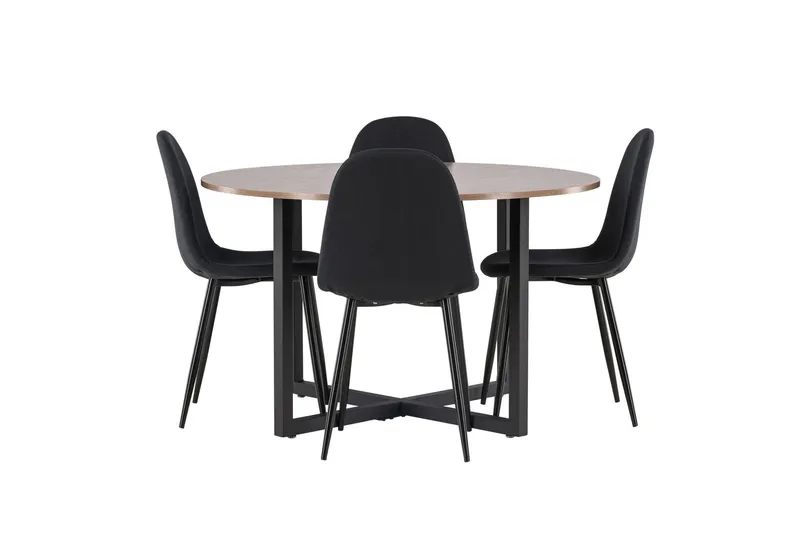 Durango Matgrupp 120 cm Rund med 4 Polar Stolar - Valnöt (Art.nr 3061455) — Venture Home
