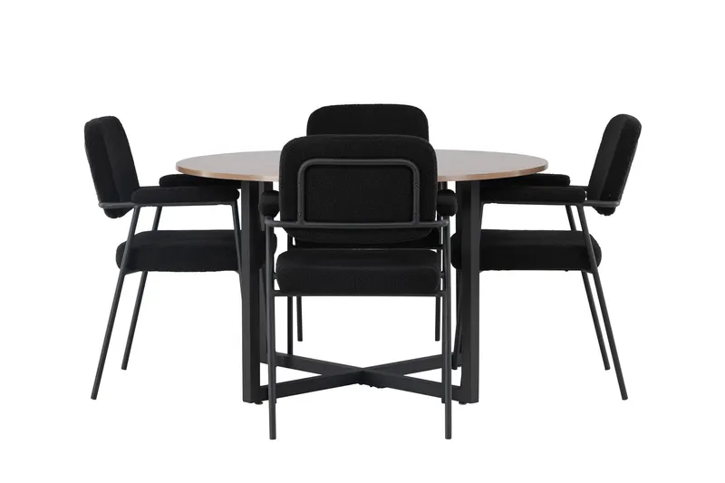 Durango Matgrupp 120 cm Rund med 4 Yesterday Stolar - Valnöt — Venture Home