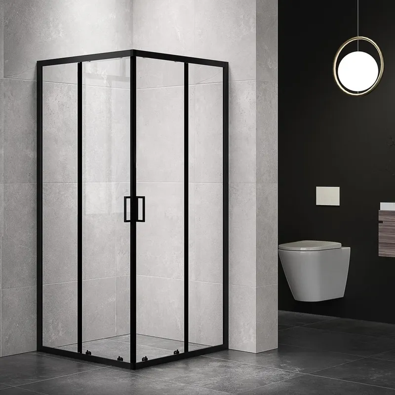 Duschhörna 80x190cm | Skjutdörr | Modern design | Svart — Lyfco