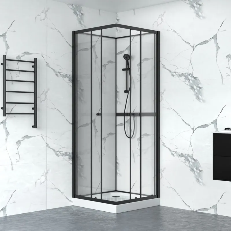 Duschkabin 80x80cm | Aluminium & säkerhetsglas | Svart ram (Art.nr 206-6-2210) — Lyfco