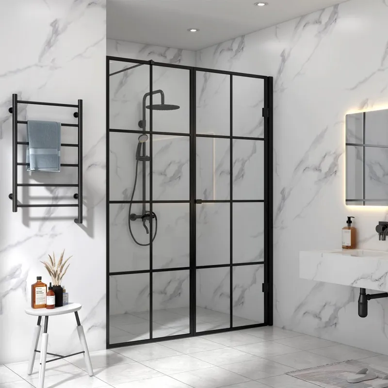 Duschvägg 160x200cm | Svart spröjs | Stilren design — Lyfco