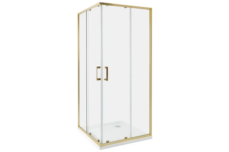 Duschväggar Tela Transparent/guld, 80x80x185 cm - Transparent/guld, 80x80x185 cm — Transparent/guld, 80x80x185 cm