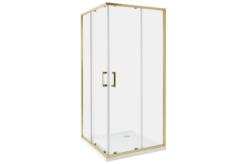 Duschväggar Tela Transparent/guld, 90x90x185 cm - Transparent/guld, 90x90x185 cm — Transparent/guld, 90x90x185 cm
