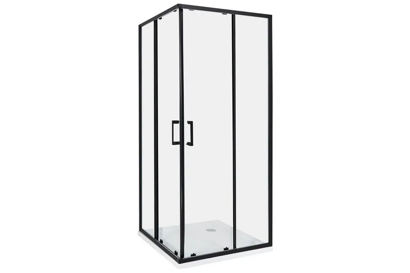 Duschväggar Tela Transparent/svart, 80x80x185 cm - Transparent/svart, 80x80x185 cm — Transparent/svart, 80x80x185 cm
