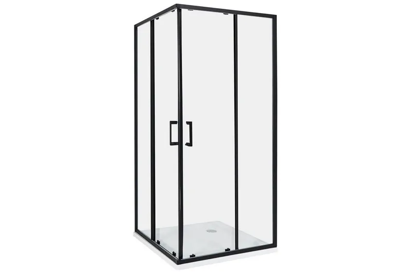 Duschväggar Tela Transparent/svart, 90x90x185 cm - Transparent/svart, 90x90x185 cm — Transparent/svart, 90x90x185 cm