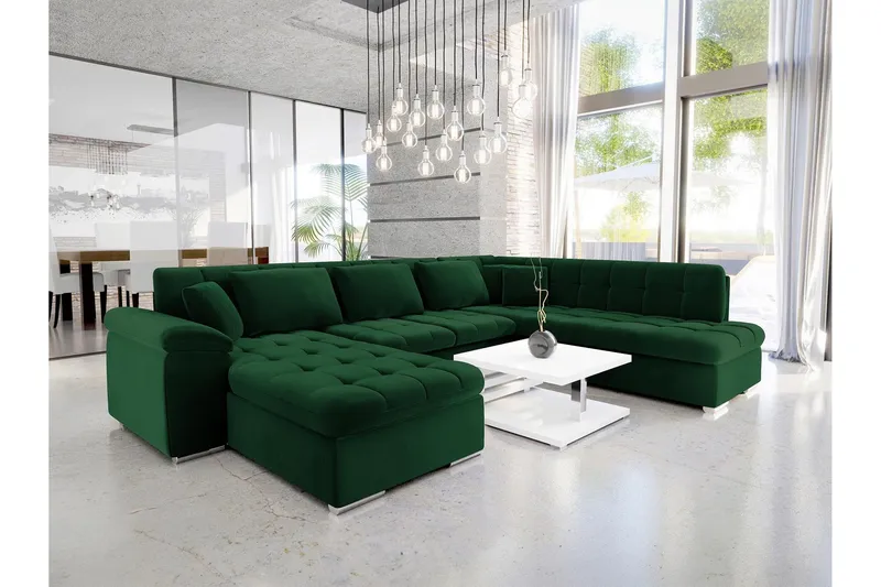 Dynir Bäddsoffa m. Divan och Schäslong 4-sits - Grön — Grön