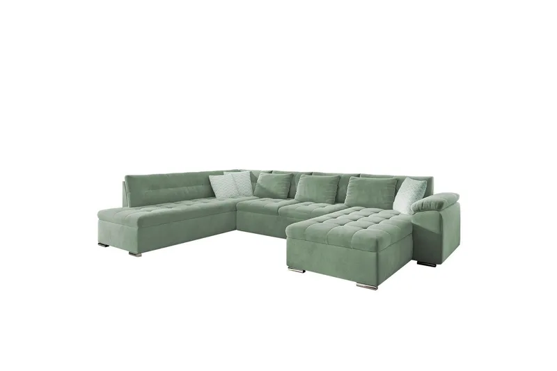 Dynir Soffa med Divan och Schäslong 4-sits - Ljusgrön — Ljusgrön