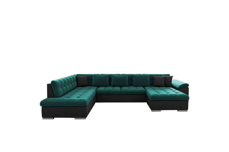 Dynir Soffa med Divan och Schäslong 4-sits - Svart/Grön (Art.nr 3068794) — Svart/Grön