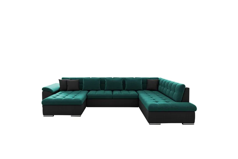 Dynir Soffa med Divan och Schäslong 4-sits - Svart/Grön (Art.nr 3068800) — Svart/Grön