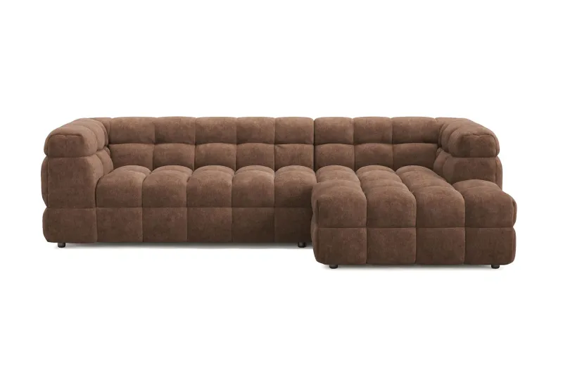 Elise 4-sits Bubblig Soffa med Divan Höger - Brun — Andrarum