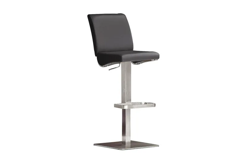 Elkton Barstol Kvadrat Stål - Svart Läder — Scandinavian Choice