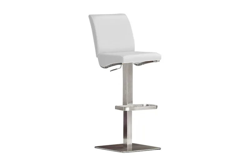Elkton Barstol Kvadrat Stål - Vit PU — Scandinavian Choice