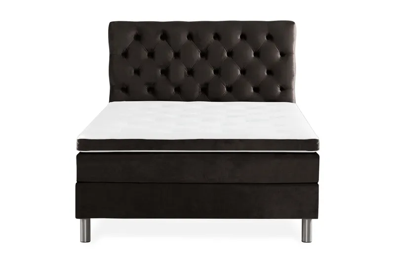 Ella Sängpaket 120x200 cm Djuphäftad Gavel - Mörkgrå/Sammet (Art.nr 669444) — Mörkgrå/Sammet