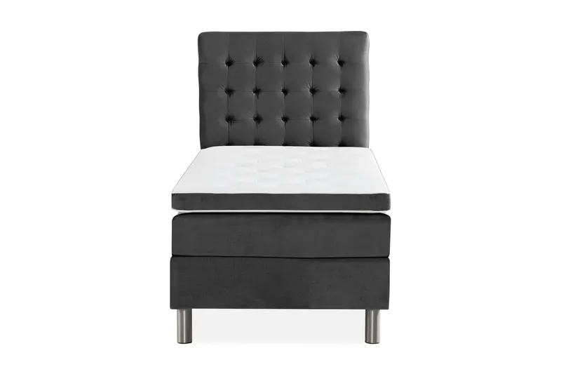 Ella Sängpaket 90x200 cm Rutig Gavel - Mörkgrå/Sammet (Art.nr 669469) — Mörkgrå/Sammet